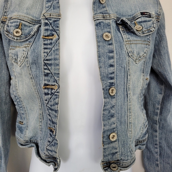 Angels Small Light Wash Denim Jean Jacket Button Up - Picture 3 of 8